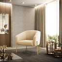 Ver imagem 6 de Cadeira Sala de Jantar Pé de Ferro Dourado Kit 2 Stella Suede D03 - D'Rossi Cor Bege