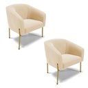 Ver imagem 1 de Cadeira Sala de Jantar Pé de Ferro Dourado Kit 2 Stella Suede D03 - D'Rossi Cor Bege