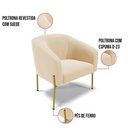 Ver imagem 5 de Cadeira Sala de Jantar Pé de Ferro Dourado Kit 2 Stella Suede D03 - D'Rossi Cor Bege