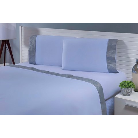 2 Fronhas 60x80 100% Algodão 200 Fios Barrado Jacquard Cinza