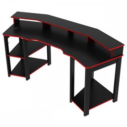 Mesa Gamer para 2 Monitores 3 Prateleiras Preto/Vermelho Me4167 - Tecno Mobili - 2 Mesa Gamer para 2 Monitores 3 Prateleiras Preto/Vermelho Me4167 - Tecno Mobili - 2