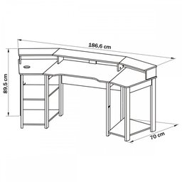 Mesa Gamer para 2 Monitores 3 Prateleiras Preto/Vermelho Me4167 - Tecno Mobili - 3 Mesa Gamer para 2 Monitores 3 Prateleiras Preto/Vermelho Me4167 - Tecno Mobili - 3