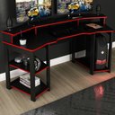 Ver imagem 1 de Mesa Gamer para 2 Monitores 3 Prateleiras Preto/Vermelho Me4167 - Tecno Mobili