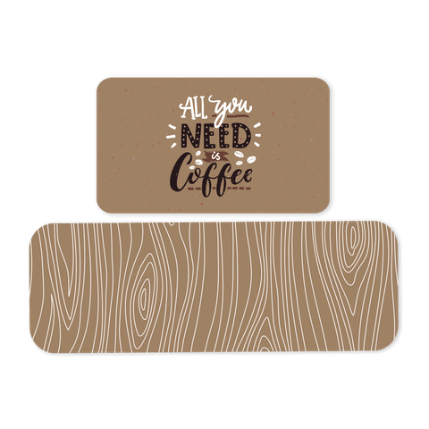 Jogo de Tapetes de Cozinha All You Need Is Coffee Antiderrapante