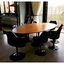 Ver imagem 2 de MESA SAARINEN REDONDA 1,20 BASE PRETA TAMPO AMADEIRADO FREJO