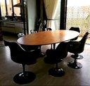 Ver imagem 2 de MESA SAARINEN REDONDA 1,20 BASE PRETA TAMPO AMADEIRADO FREJO