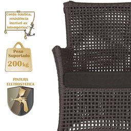 2 Sofás Área Externa Igapó Alumínio Marrom Corda Náutica E9 Marrom - 4