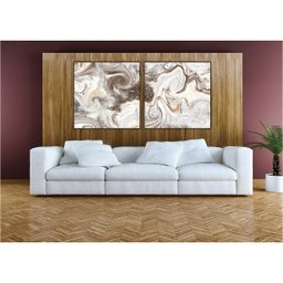 kit com 2 Quadros Decorativos Abstratos com Moldura e Vidro para Sala Quarto Escritórios e Clínicas - 2