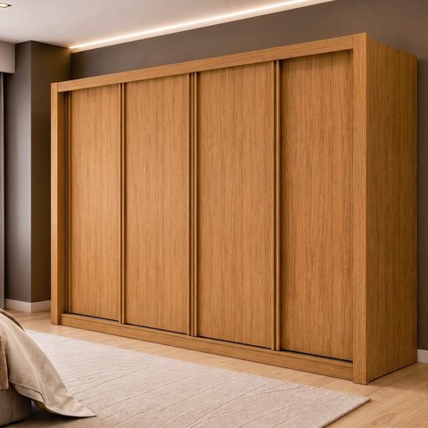 Guarda Roupa Casal 4 Portas de Correr e 4 Gavetas 279,3cm Premium Jade