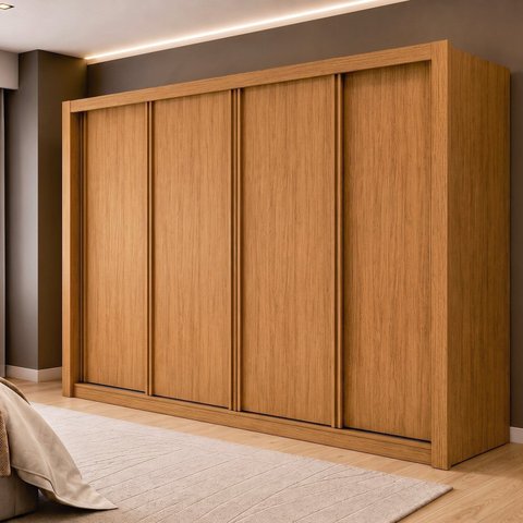Guarda Roupa Casal 4 Portas de Correr e 4 Gavetas 279,3cm Premium Jade