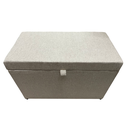 Ver imagem 2 de Puff Baú Estofado Retangular C/ Pistão Á Gás em Linho - Bege Claro