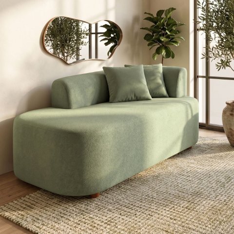 Sofá Orgânico Curvo Feijão Confortável Sala Estúdio Noma Bouclê Verde Montanari'S Decor