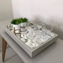 Bandeja Espelhada Decorativa Salar Cozinha Cantinho do Café Espelhada 50cm por 30cm Off White - 4