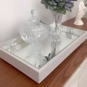 Ver mais imagens de Bandeja Espelhada Decorativa Salar Cozinha Cantinho do Café Espelhada 50cm por 30cm Off White