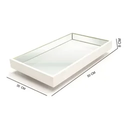 Bandeja Espelhada Decorativa Salar Cozinha Cantinho do Café Espelhada 50cm por 30cm Off White - 2