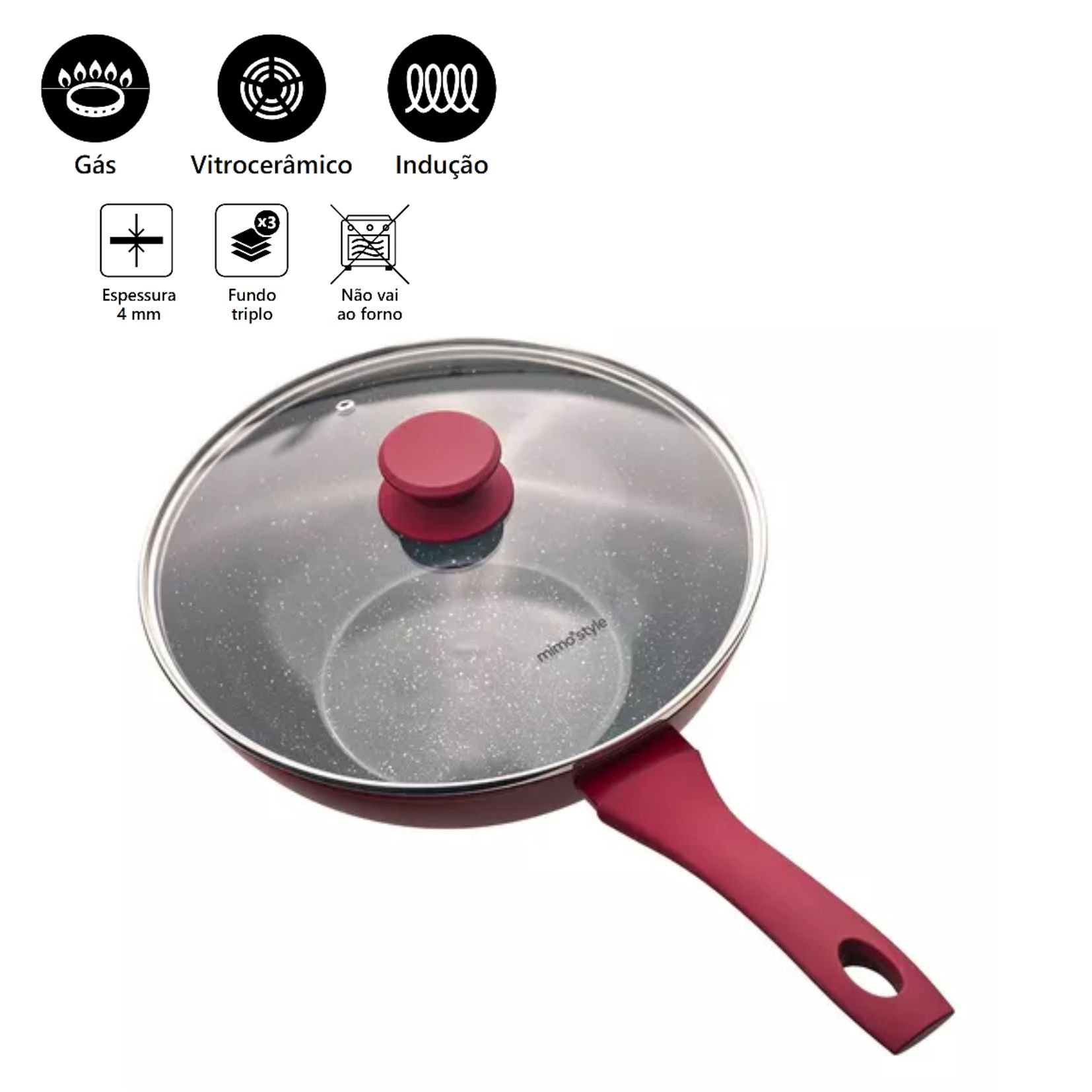 Wok Rubi 28cm/4,15l Indução Alumínio Cerâmica Mimo Style Ps28wr - 2