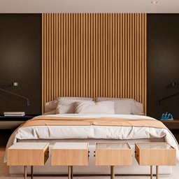 Cabeceira Ripada Para Cama De Casal 140 cm x 250 cm MDF E MDP Nature Shop Jm - 1