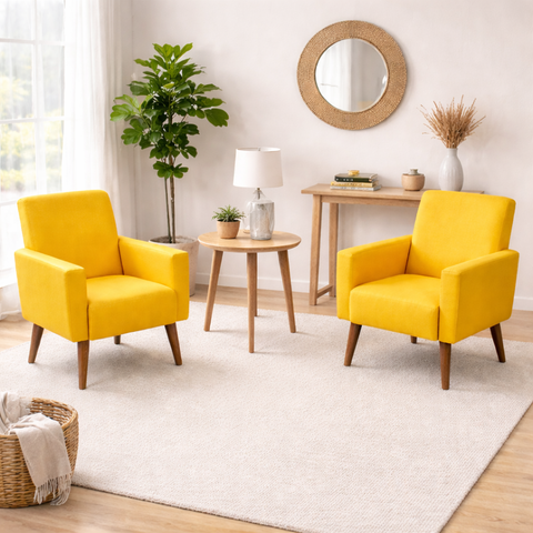 Conjunto 2 Capa de Poltrona Salinha Nina Ajustável Premium:amarelo