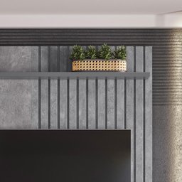 Painel Bless 1.6 Ripado C/ Prateleira e Nicho Cimento Queimado/cinza - Lukaliam - 4 Painel Bless 1.6 Ripado C/ Prateleira e Nicho Cimento Queimado/cinza - Lukaliam - 4