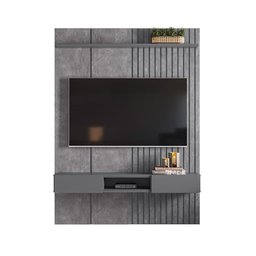 Painel Bless 1.6 Ripado C/ Prateleira e Nicho Cimento Queimado/cinza - Lukaliam - 5 Painel Bless 1.6 Ripado C/ Prateleira e Nicho Cimento Queimado/cinza - Lukaliam - 5