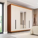 Ver imagem 1 de Roupeiro Casal Madri 6 Portas com Espelho 242x214cm Creme/Freijó 250829