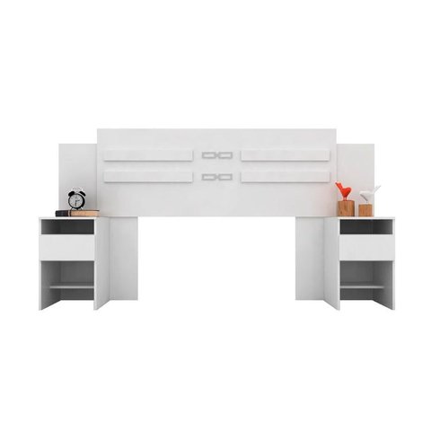 Cabeceira Cama Box Madeirado Casal Triunfo c/ 2 Gavetas Branco - Demóbile