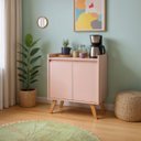 Ver imagem 1 de Aparador Buffet 60cm Retro MDF Rosa Madri - On Móveis
