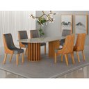 Ver imagem 2 de Mesa de Jantar Belle 2,00x1,00m Orgânica com Vidro Cinamomo Off-white com Kit 6 Cadeiras para Mesa D
