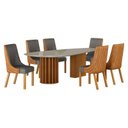 Ver imagem 1 de Mesa de Jantar Belle 2,00x1,00m Orgânica com Vidro Cinamomo Off-white com Kit 6 Cadeiras para Mesa D