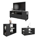 Ver imagem 1 de Conjunto Kit Sala de Estar Rack Mesas Opala Preto Caemmun