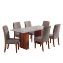 Ver imagem 1 de Conjunto de Mesa Sala de Jantar Ripada Tampo com Vidro Santiago 1,80m 6 Cadeiras Grécia Dobuê