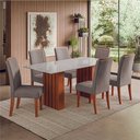 Ver imagem 2 de Conjunto de Mesa Sala de Jantar Ripada Tampo com Vidro Santiago 1,80m 6 Cadeiras Grécia Dobuê