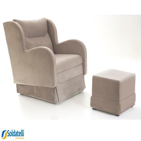 Kit Poltrona de Amamentação Suede Bege + Puff - Spazio