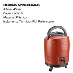Garrafa Botijão Térmico Invicta 9 Litros 1 Torneira Recipiente 9 Litros - 5