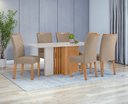 Ver imagem 6 de Conjunto Sala de Jantar Mesa Astrid 170 Tampo Vidro Off White com 6 Cadeiras Rayla - Lopas Amendoa C