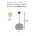Ver imagem 4 de Pendente Bambu Natural 45cm Lâmp. Filamento LED Bco Quente