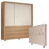 Quarto Casal Guarda Roupa Detroit Amêndola Off White e Cabeceira Daiana 160 Cm Marfim – Demobile - 1
