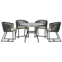 Ver imagem 1 de Mesa com 4 Cadeiras de Jantar Roma 100cm e Noronha em Aluminío Preto Corda Nautica Estofado 7 Trama