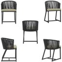 Ver imagem 5 de Mesa com 4 Cadeiras de Jantar Roma 100cm e Noronha em Aluminío Preto Corda Nautica Estofado 7 Trama