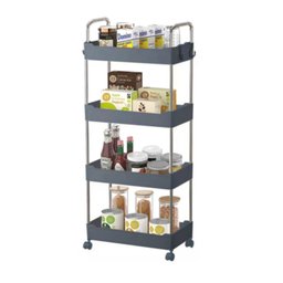 Prateleira Multiuso Cozinha Banheiro Escritório 4 Andares com Rodinha - Cinza - 1