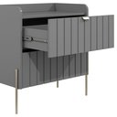 Ver imagem 5 de Mesa de Cabeceira Industrial Cinza Moriah 60cm Puxadores Slim e Pes de Ferro Champagne