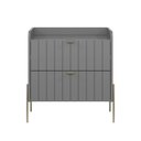Ver imagem 4 de Mesa de Cabeceira Industrial Cinza Moriah 60cm Puxadores Slim e Pes de Ferro Champagne