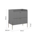 Ver imagem 6 de Mesa de Cabeceira Industrial Cinza Moriah 60cm Puxadores Slim e Pes de Ferro Champagne
