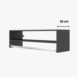 Arara Suspensa Preta Cabideiro P/ Roupas C/ Nicho - 100x30cm - 3