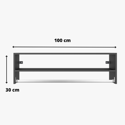 Arara Suspensa Preta Cabideiro P/ Roupas C/ Nicho - 100x30cm - 4