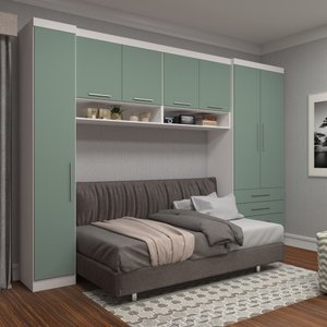 Guarda Roupa Dormitório Modulado Alpes Solteiro - Roupeiro Luciane M03:Verde