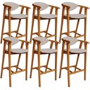 Ver imagem 1 de Kit 06 Banquetas Alta para Cozinha Bancada Bar Sala de Jantar Fixa Cecília L02 Linho Bege - Lyam