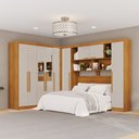 Ver imagem 1 de Guarda-Roupa Casal Modulado Positano 9 Portas 2 Gavetas com Espelho Cinamomo/Off White - Pnr Móveis