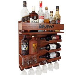 Barzinho de Parede com Adega Whisky Bacardi Gin Barzinho Im - 1