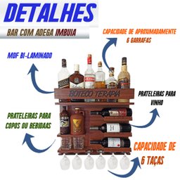 Barzinho de Parede com Adega Whisky Bacardi Gin Barzinho Im - 4